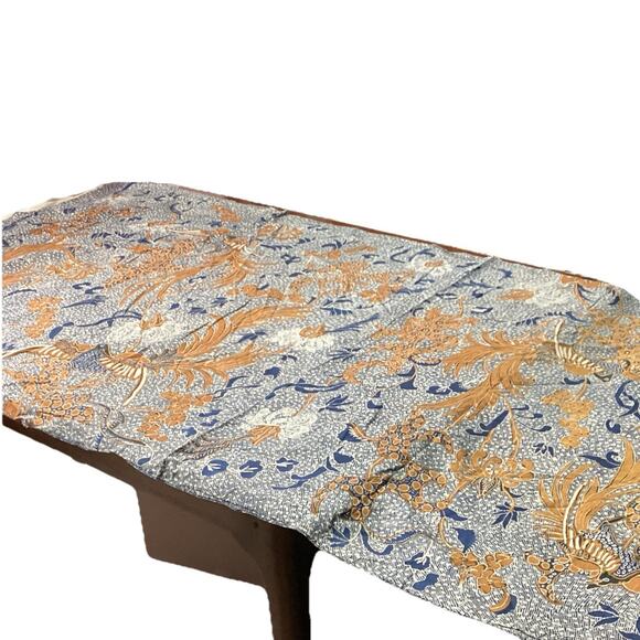 The Asia Society Handmade Cotton Rectangular Tablecloth - 90x40” Flowers & Birds - Picture 2 of 8